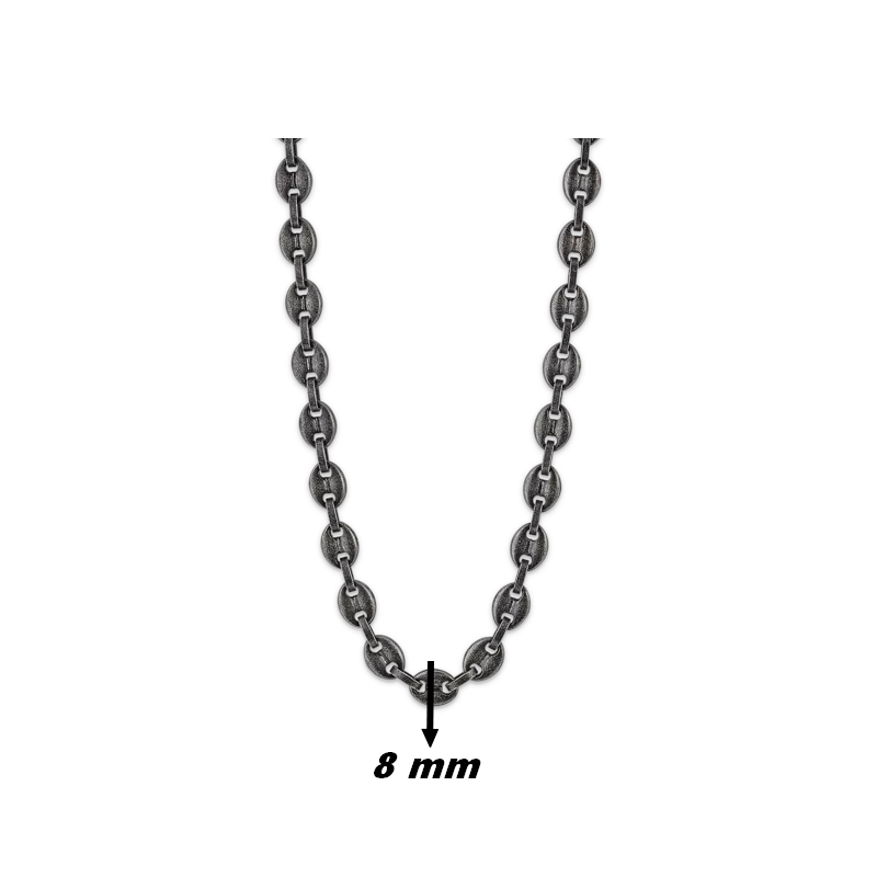 collier-homme-acier-inoxydable-grain-de-café-vieilli-LOTUS-LS2140-1-3-largeur Collier Homme Acier inoxydable vieilli Grain de café LOTUS LS2140-1/3, largeur
