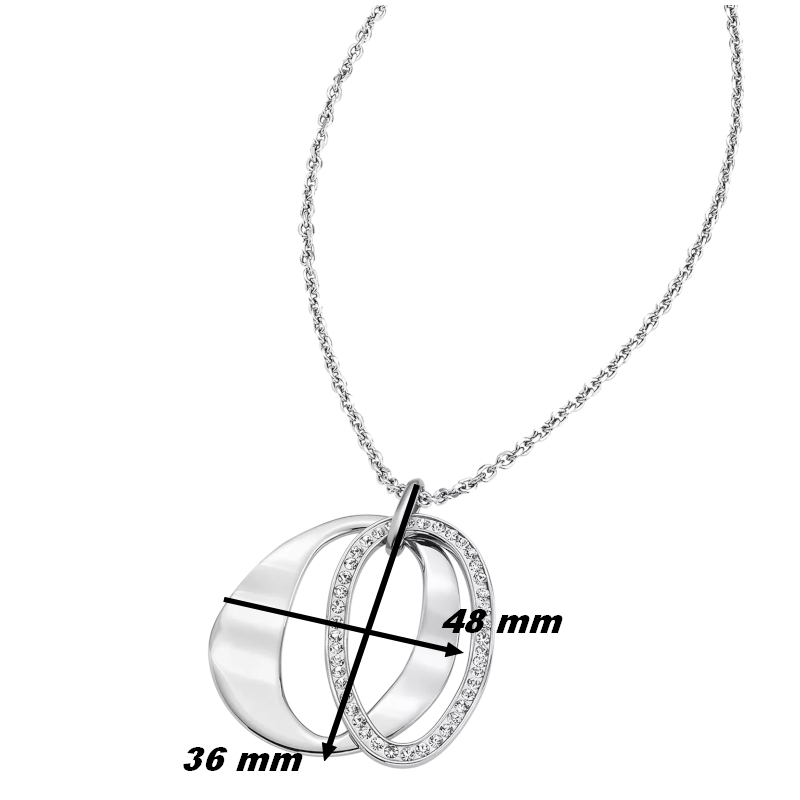 Collier long Femme double anneau Acier inoxydable et strass LOTUS LS1672-1/1, dimensions