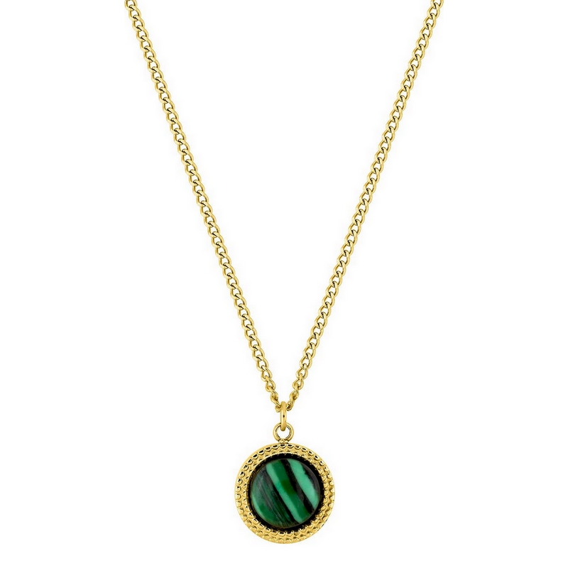 Collier rond Femme Acier inoxydable doré et Malachite synthétique ROBBEZ MASSON