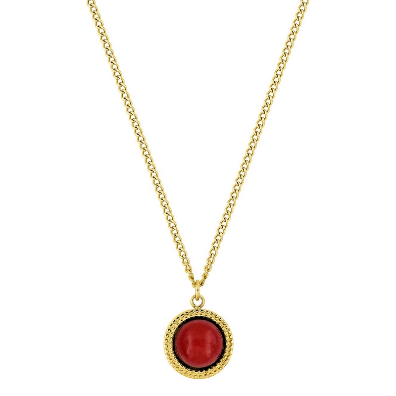 Collier rond Femme Acier inoxydable doré et Rubis synthétique ROBBEZ MASSON