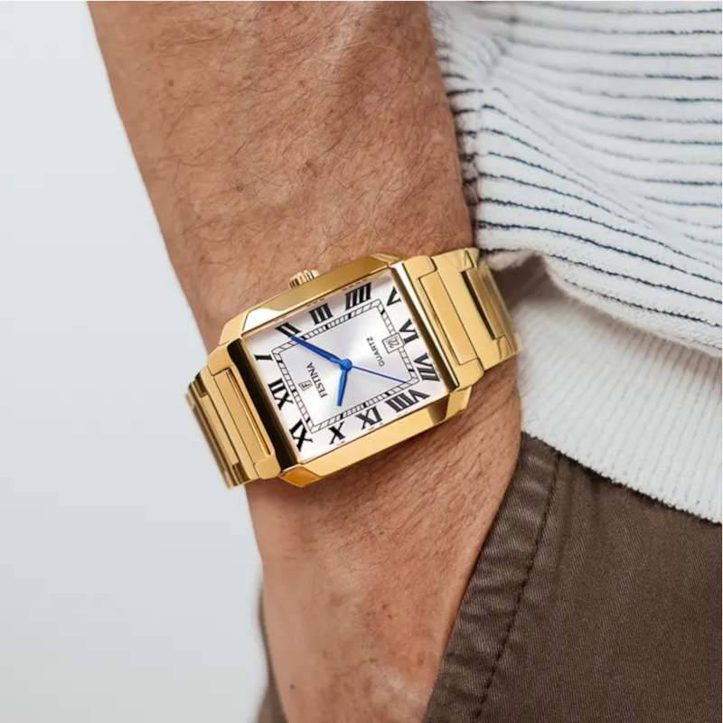 Montre » On the Square » Homme Acier inoxydable doré FESTINA F20678/1 portée