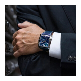 Montre » On the Square » Homme Acier inoxydable et Cuir bleu FESTINA F20636/2 portée
