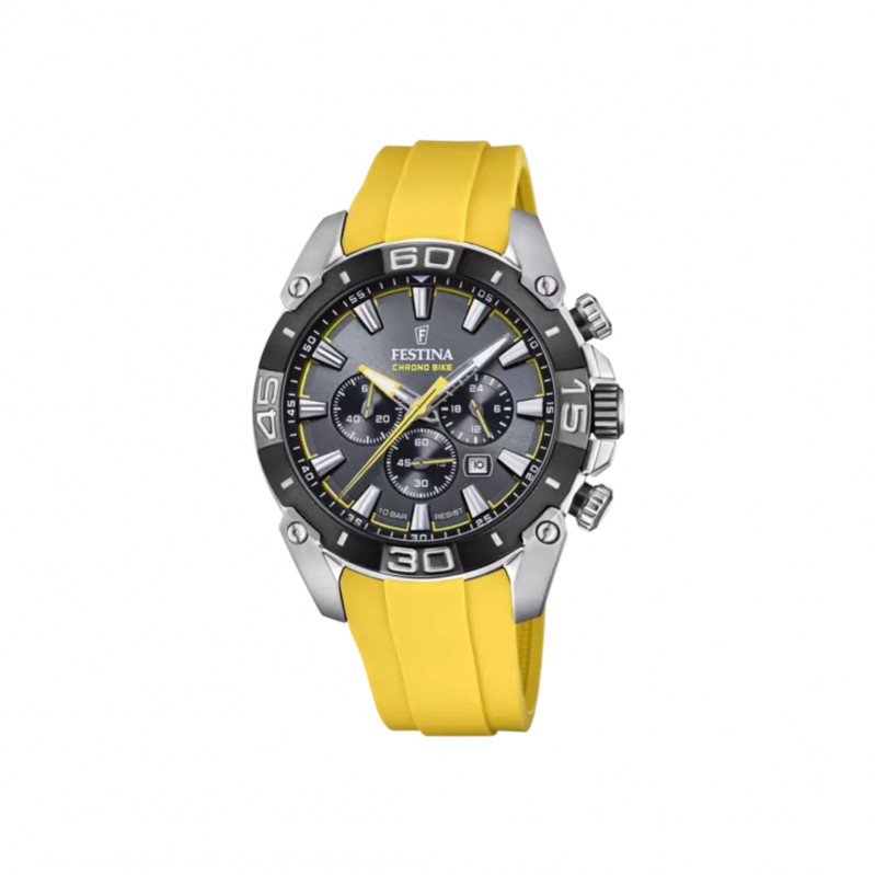 montre-chrono-bike-homme-acier-inoxydable-et-caoutchouc-jaune-FESTINA-F20544-7 Montre Chrono Bike Homme, Acier inoxydable et Caoutchouc jaune FESTINA F20544/7