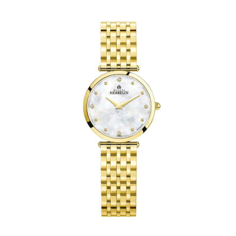 Montre Epsilon Femme Acier doré inoxydable et Diamants HERBELIN 17116/BP89