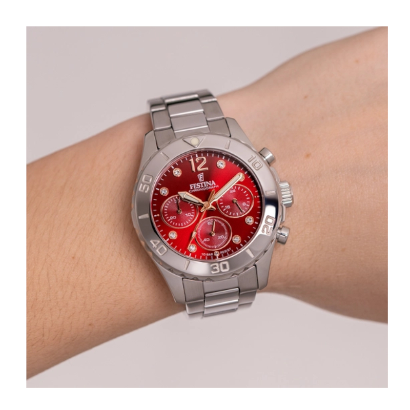 Montre » Boyfriend » Femme Acier inoxydable et cadran rouge FESTINA F20603/2, autre vue