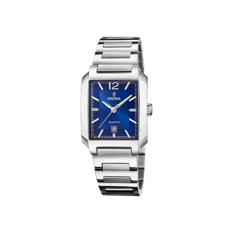 montre-rectangulaire-femme-FESTINA-acier-inoxydable-cadran-bleu-F20679-3 Montre » On the Square » Femme Acier inoxydable cadran bleu FESTINA F20679/3