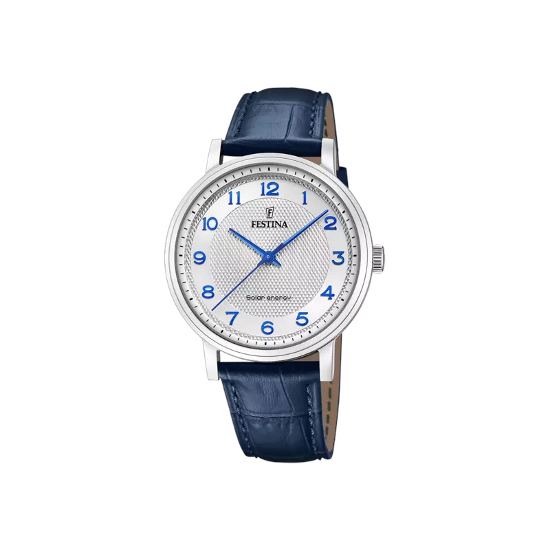 montre-solaire-homme-FESTINA-cuir-bleu-F20660-1 Montre Solaire Homme Acier inoxydable et Cuir bleu FESTINA F20660/1