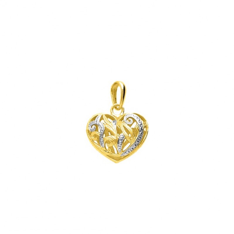 Pendentif Femme Cœur Or jaune 750/1000 et Rhodium ROBBEZ MASSON