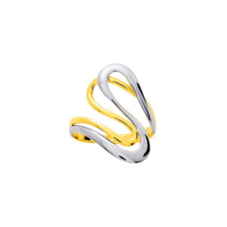 Bague Femme Géométrique Plaqué Or et Rhodium