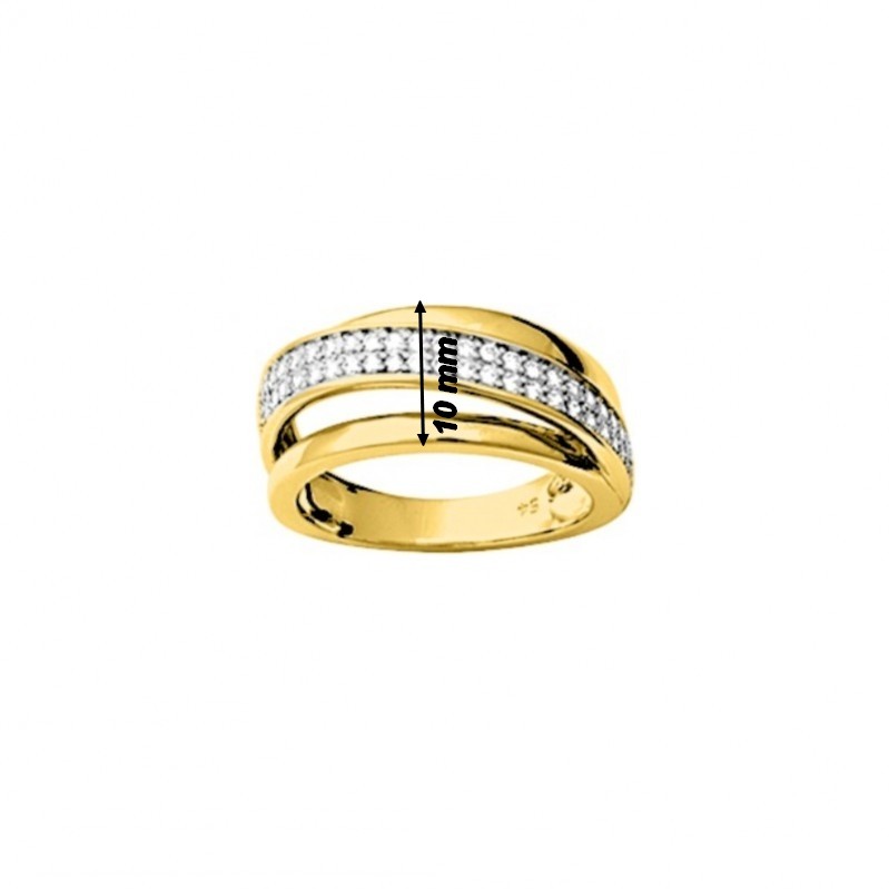 Bague Femme double Plaqué Or et oxydes de zirconium, largeur
