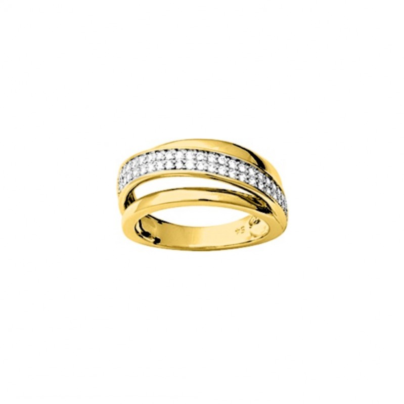 Bague Femme double Plaqué Or et oxydes de zirconium