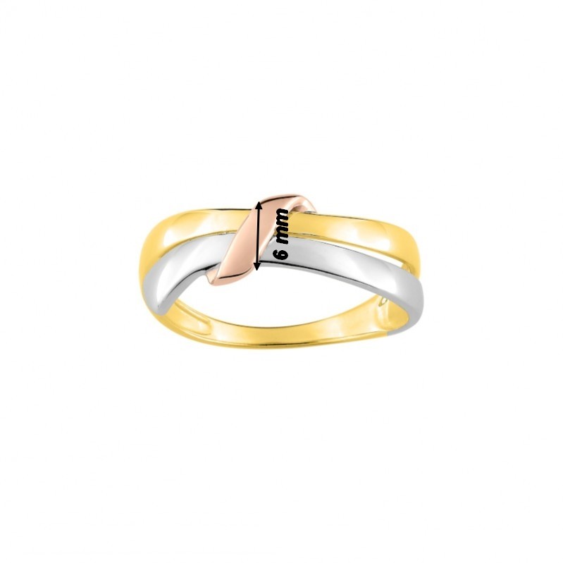 Bague Femme Plaqué Or tricolore et Rhodium ROBBEZ MASSON, largeur