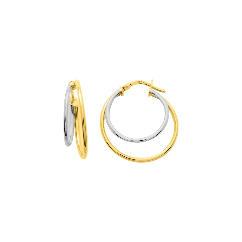 boucles-d-oreilles-créoles-femme-plaqué-or-bicolore-robbez-masson-135155 Boucles d’oreilles créoles Femme Plaqué Or et Rhodium ROBBEZ MASSON