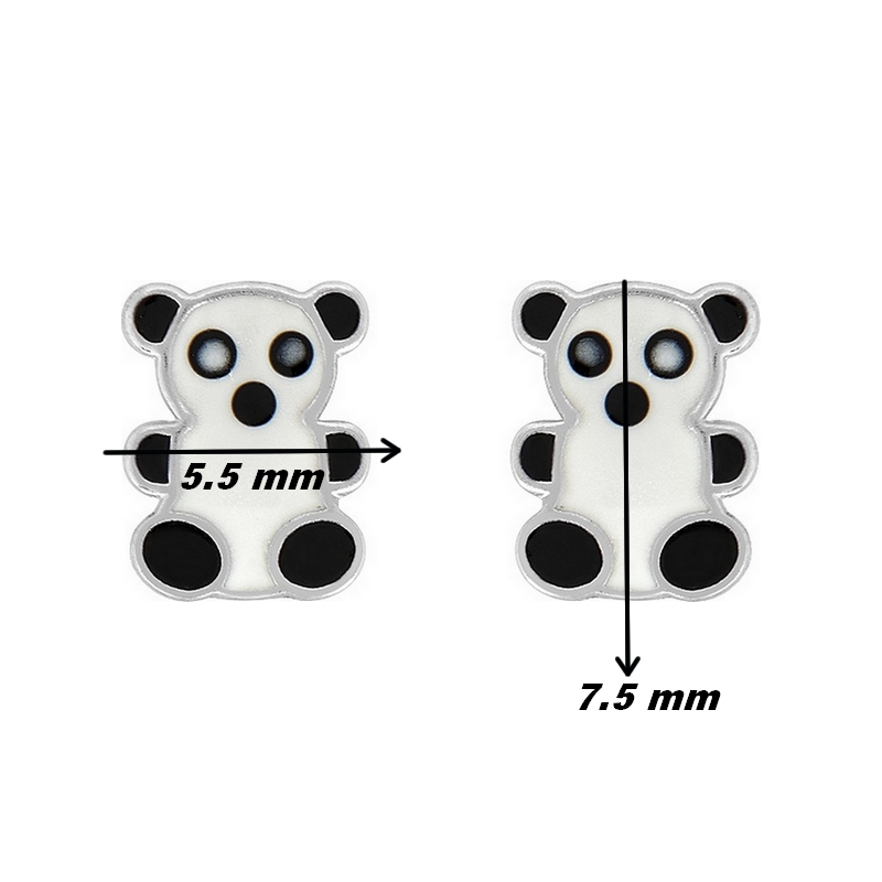 Boucles d'oreilles Enfant Panda Argent rhodié 925/1000 ROBBEZ MASSON, dimensions.