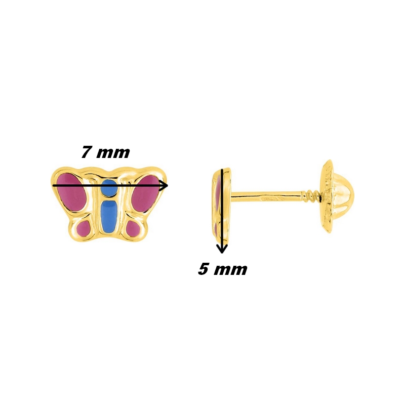 Boucles d'oreilles Enfant Papillon Or jaune 750/1000 ROBBEZ MASSON , dimensions