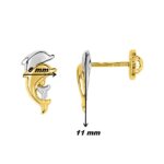 Boucles d'oreilles Enfant Dauphin Or jaune et blanc 750/1000 ROBBEZ MASSON, dimensions