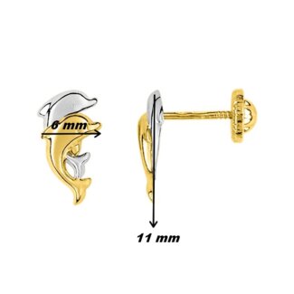 Boucles d'oreilles Enfant Dauphin Or jaune et blanc 750/1000 ROBBEZ MASSON, dimensions