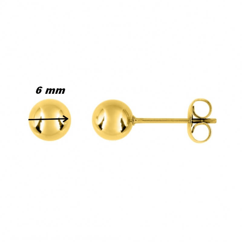 boucles-oreilles-clous-boule-femme-plaqué-or-robbez-masson-105125-diamètre Boucles d’oreilles boules 6 mm Femme Plaqué OR ROBBEZ MASSON, diamètre