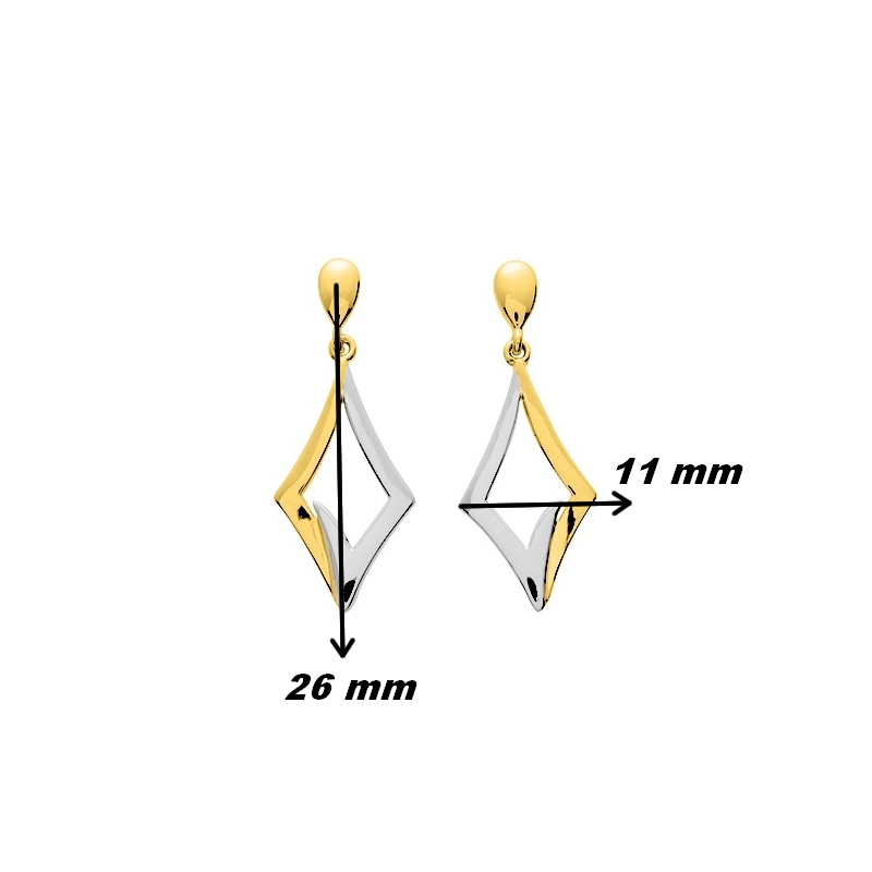 Boucles d'oreilles pendantes Femme Plaqué Or et Rhodium ROBBEZ MASSON, dimensions