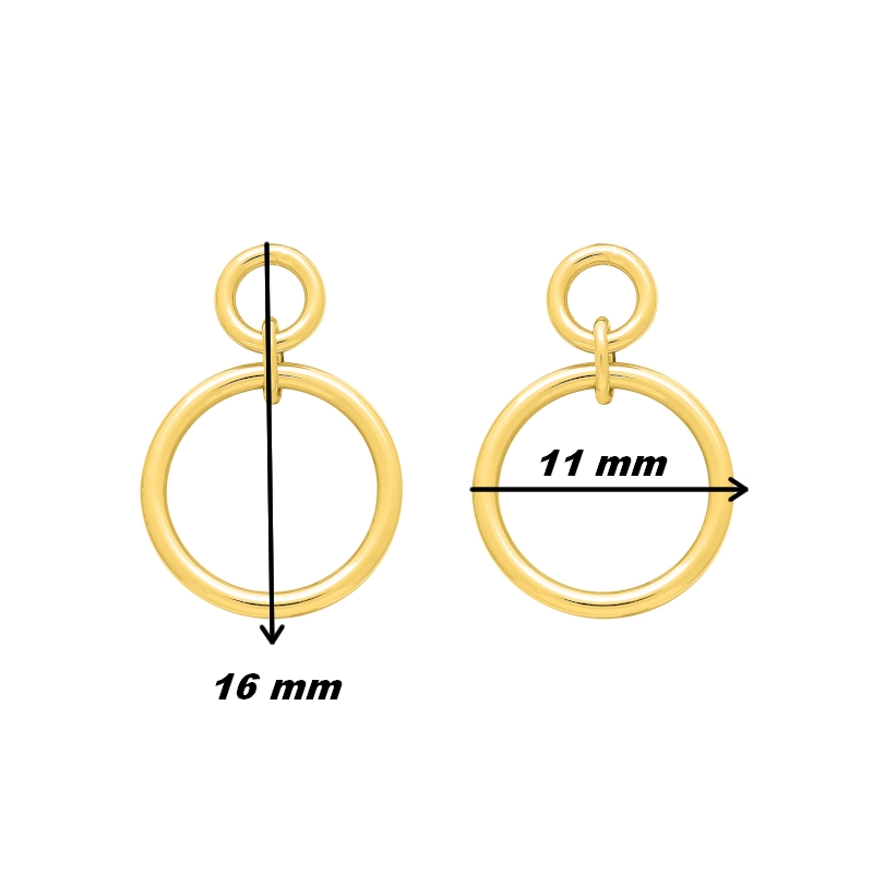 Boucles d oreilles pendantes Double cercle Femme Plaqué Or ROBBEZ MASSON, dimensions