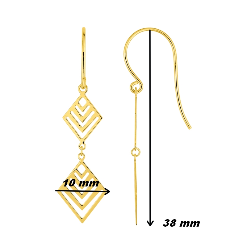 Boucles d oreilles pendantes Losange Femme Plaqué Or ROBBEZ MASSON, dimensions