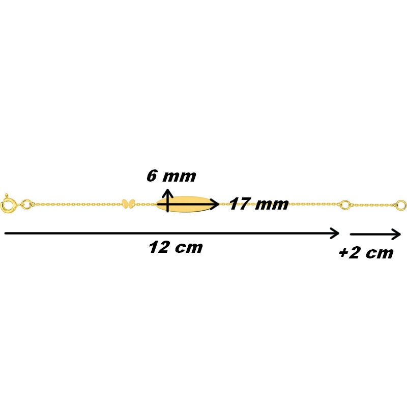 gourmette-bébé-or-jaune-750-papillon-robbez-masson-4-7116-00-dimensions Gourmette Bébé Papillon Or jaune 750/1000 ROBBEZ MASSON, dimensions.