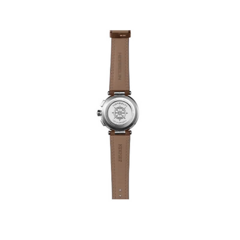 Montre Homme NEWPORT HERBELIN Chronographe, Acier inoxydable et Cuir marron 37658AP24MA, dos