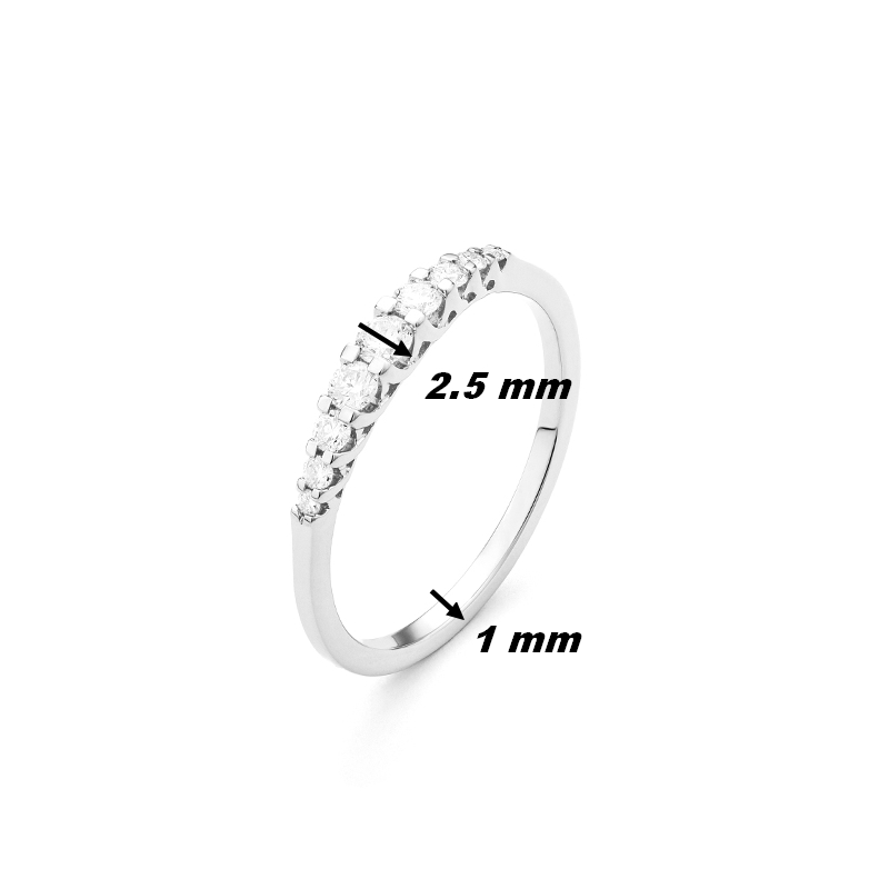 Alliance Platine et Diamants R8105FMTWNQ14 FACET, dimensions.