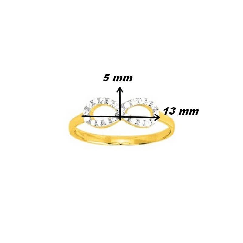Bague Infini Femme Plaqué Or, Rhodium et Oxydes de zirconium ROBBEZ MASSON, dimensions