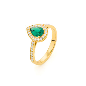 Bague Or Jaune, Emeraude et Diamants R9107116GYN14 FACET