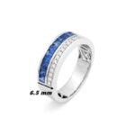 Bague Femme Platine, Saphirs et Diamants FACET, largeur.