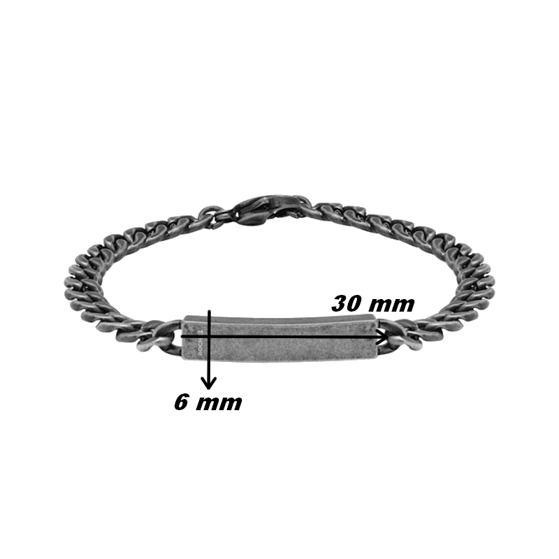 Bracelet Homme Acier inoxydable vieilli ROCHET HB70601, dimensions.