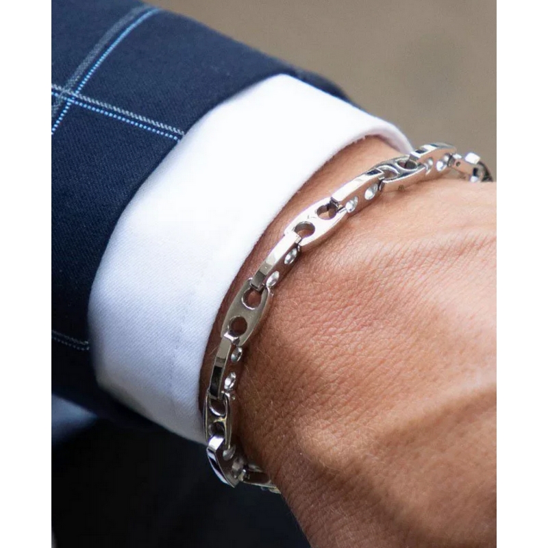 Bracelet Homme Acier inoxydable ROCHET HB7180, porté.