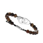 Bracelet menottes Acier œil de tigre ROCHET HB57603 Homme
