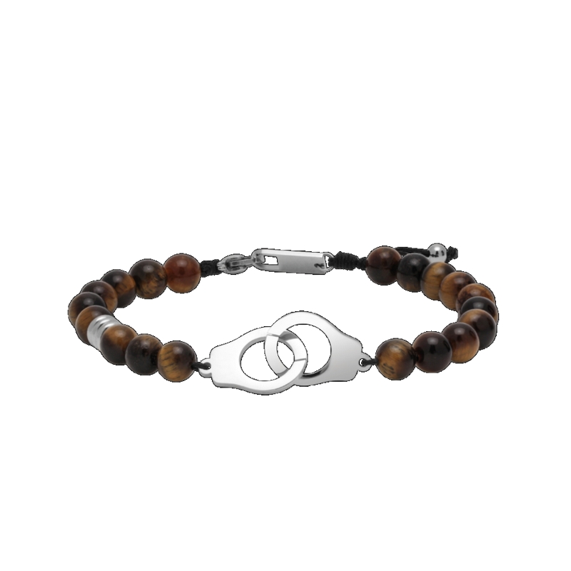 Bracelet menottes Acier œil de tigre ROCHET HB57603 Homme, autre vue.