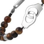 Bracelet menottes Acier œil de tigre ROCHET HB57603 Homme, zoom.