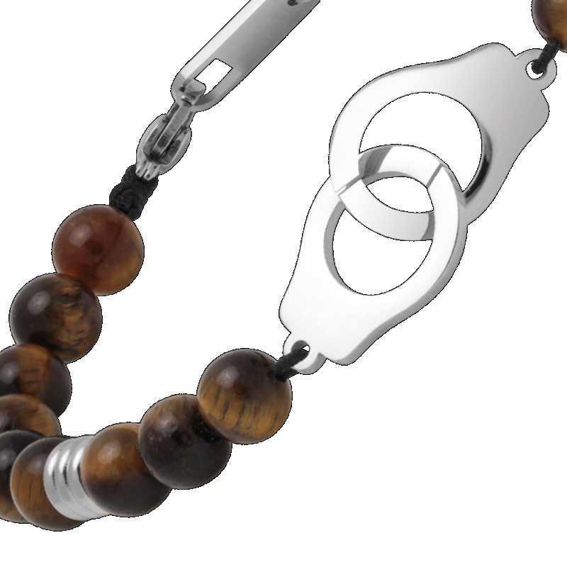 Bracelet menottes Acier œil de tigre ROCHET HB57603 Homme, zoom.