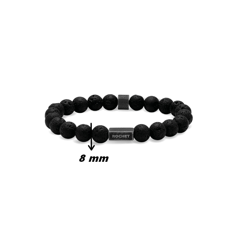 Bracelet Acier pierre de lave ROCHET HB2801A Homme, largeur.