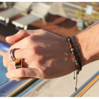 Bracelet Homme Acier inoxydable ROCHET HB01385 gris anthracite porté.