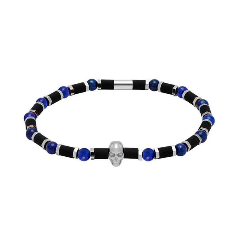 Bracelet Acier lapis Lazuli ROCHET HB55412 Homme tête de mort