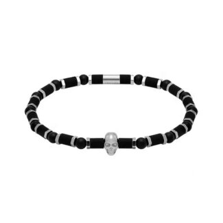 Bracelet Acier, Onyx ROCHET HB55401 Homme tête de mort
