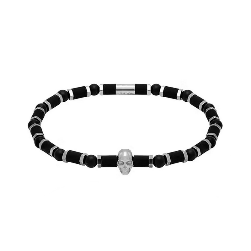 Bracelet Acier, Onyx ROCHET HB55401 Homme tête de mort