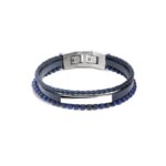 Bracelet Acier, cuir et lapis Lazuli ROCHET HB6612 Homme