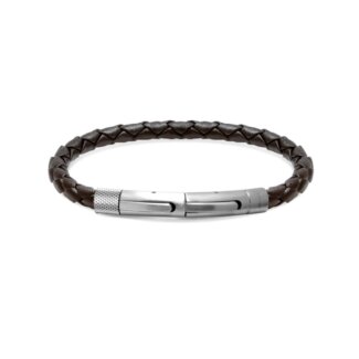 Bracelet Homme Cuir marron et Acier ROCHET HB145003