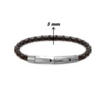 Bracelet Homme Cuir marron et Acier ROCHET HB145003, largeur