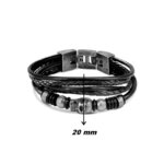Bracelet Homme Cuir et Acier ROCHET HB6401 tête de mort, largeur.