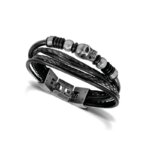 Bracelet Homme Cuir et Acier ROCHET HB6401 tête de mort, autre vue.