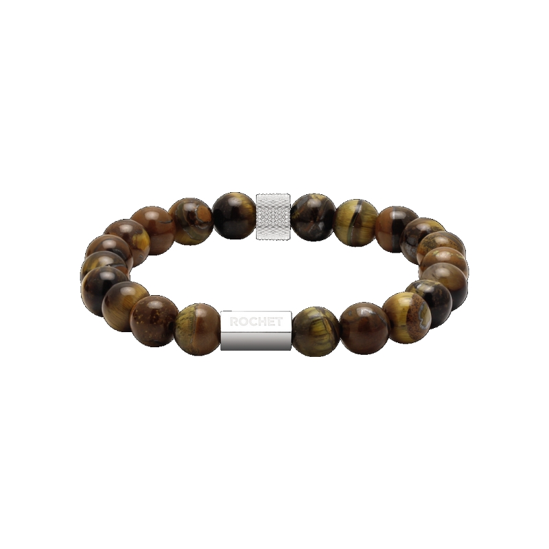 bracelet-homme-oeil-de-tigre-acier-inoxydable-rochet-B286003-elastique Bracelet Acier œil de tigre ROCHET B286003 Homme