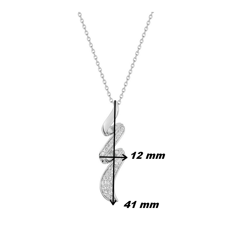 Collier torsadé Femme Argent rhodié et Oxydes de zirconium ROBBEZ MASSON, dimensions.