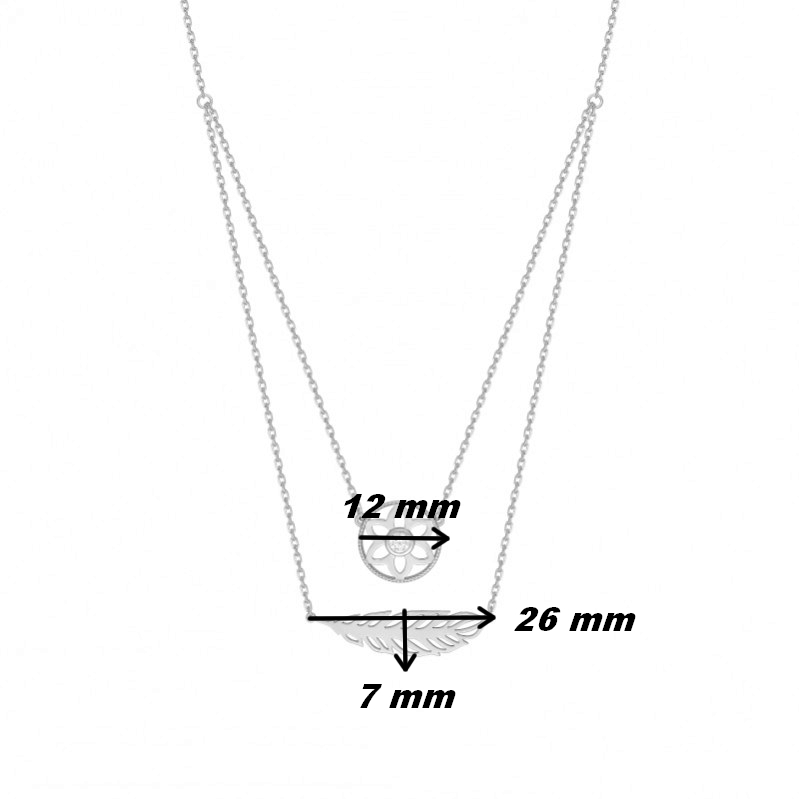 Collier double Femme Argent rhodié et Oxyde de zirconium ROBBEZ MASSON, dimensions.